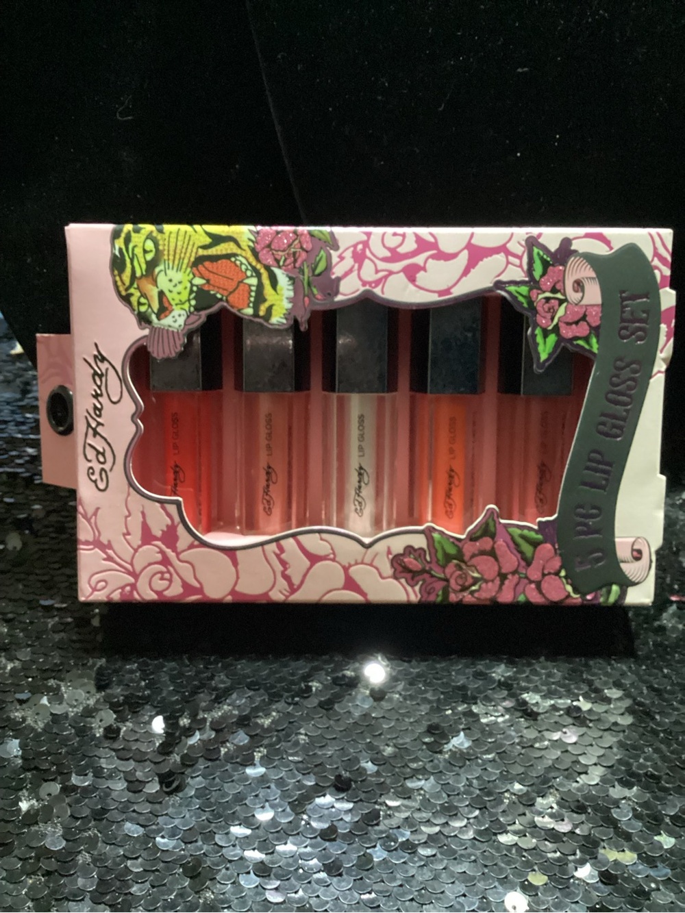 Ed Hardy Pink & Coral Lip Gloss Set - 5 Pack (Assorted Shades)